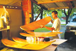  Jeremy Jensen in his garage, the state-of-the-art production facility where he crafts Grassroots boards.