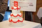 Equality themed wedding cake on display for this Gay Wedding reception. Photo: Logan Sorenson / LmSorenson.Net