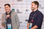 Directors Ben Cotner and Ryan White giving speeches at this Sundance Film Festival event. Photo: Logan Sorenson / LmSorenson.Net
