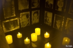 Photo of "the disappeared" appear inside a cardboard diorama in "Ithaka 12." These victims of political kidnappings in Uruguay were never found. Photo: John Barkiple