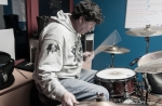 Brad Collins of Discoid A on drums—threatening speed. Photo: Martín Rivero