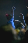 A young girl atop her Dad’s shoulders gives the double rock horns as Sick Puppies call out to her for liking them at such a young age. Photo: Garrett Allen