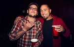 (L-R) Donald Spence of Versus the World poses for a picture with Authority Zero's drummer Sean Sellars. Photo: Talyn Sherer