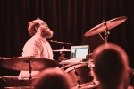 Christopher Ward of Pattern is Movement, playing the hell out of the drums at Urban Lounge. Photo by: Logan Sorenson / LmSorenson.net