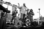 Justin Hackworth and Courtney Kendrick talk about some of the sponsors for this years Rooftop Concert Series. Photo: Gilbert Cisneros