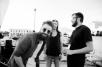 Matt Orr, Garret Williams and Jacob Hall have a pre-show talk before Strange Family gets on stage. Photo: Gilbert Cisneros