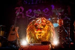 The lion of Zion statue sits on its throne with its eyes glowing hot red. Photo: Talyn Sherer