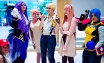 Cosplay posing! L-R: Alexis as The Postman, Sara Barentine as Camui Gackpo, Amber, Emma Morgan as Atlas, Lynsi Smith as Luka Merigine, and Jenette Brown as Maya the Siren. Photo: Matt Brunk (unlifephotography.com)