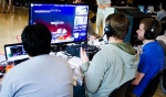 Streaming is also a big deal in the gaming tournament corner, like these guys streaming their Super Smash Bros match over Twitch. Photo: Matt Brunk (unlifephotography.com)