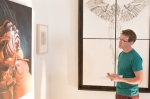 Art appreciator gazing at Jon Lang's piece "Primal Scream." Photo: Logan Sorenson / LmSorenson.net