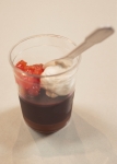 For dessert, we are treated to a delicious chocolate treat topped with cream and grapefruit. Photo: Talyn Sherer