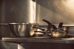 Stainless steel pans in the kitchen. Photo: Talyn Sherer