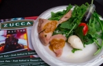 Zucca Trattoria serves up some sous vide pork tenderloin with apricot brandy sauce, with a classic caprese salad with a modernized twist. Photo: Talyn Sherer