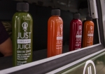 Just Organic Juices gives us a healthy option of their four drinks; Green Envy, Greatfruit-n-Mint, Fountain of Youth and Just Beet It. Photo: Talyn Sherer