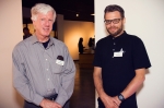 (L-R) Rick Cook and David Born are long time volunteers and art lovers who have enjoyed the featured displays at UMOCA for many years. Photo: Talyn Sherer