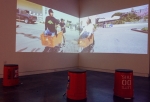 For the In Motion: Borders and Migrations gallery Yoshua Okon created a video montage featuring immigrants recreating the Guatemalan Civil War in a Home Depot parking lot. Photo: Talyn Sherer