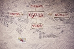 In Motion: Borders and Migrations features a variety of pieces on different mediums such as this one created by Kim Martinez. Photo: Talyn Sherer