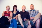 (L-R) Brittney Moll, Angela Warnick, Johnny Maw and Taylor Warnick take a break on the couch by the entrance while enjoying some of the great beer offered from Utah's local brewers. Photo: Talyn Sherer