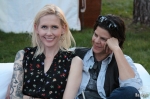 Monique and Ismene relax on the outdoor sofas arranged on Washington Square’s lawn. Monique masterminded the decoration of the Grand Marshal and the Marriage Celebration floats. Photo by John Barkiple.