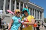 Cosplayers Ashley and Mauren are ready to march for equality as their favorite Homestuck characters. Photo by John Barkiple.