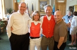 Eddie, Kate, Mayor Ralph Becker and William celebrate marriage equality at the Red Vest Reception in the City Building at Utah Pride. Photo by John Barkiple.