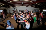 Kids were mobbing each other during the product toss. Photo: Matthew Windsor
