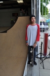 Braxton Freeman poses with his board outside of Crossroads. Photo: Robin Sessions