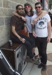 Members of Sunchaser pose next to their gear before their set begins. They performed a great set at the end of the competition. Photo: Robin Sessions