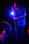 David Johnson is almost seducing the microphone as his lyrics emanate above the music. Photo: Garrett Allen