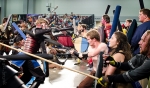 Vicious warfare in the arena, courtesy of the Belegarth Medieval Combat Society! Photo: Matt Brunk