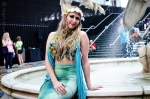 Heidi with the Voodoo Pearl Mermaids leisurely lounging in front of the FantasyCon dragon fountain. Photo: Matt Brunk