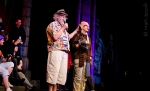 John Callen turns the tables on a fan during the Tolkien panel - she wanted to know how he liked wearing Dwarf prosthetics, and he just happened to have a demonstration handy! Photo: Matt Brunk