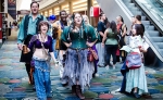 Pandora Celtica, an A Capella group from Denver, traipses around the con, entertaining the crowds. Photo: Matt Brunk
