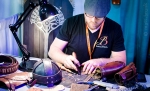 Dave Powell of Powell Arts Workshop working on his next piece. He is a local artist that currently makes costumes for local and national film productions, and dreams of working at WETA Workshop. Photo: Matt Brunk