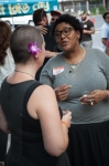 Carlē Ridley and Rachel Hayes chat as the event starts to wrap up. Photo: Garrett Allen