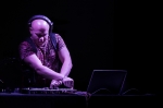 DJ EYEAM Alter Ego mixing catchy house dance tunes for the gathering crowd. Photo: Logan Sorenson / LMSorenson.net