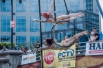 The crowd at Craft Lake City's 6th Annual DIY Festival presented by Harmons stops and watches the Aerial Dancers Avian Allure. Photo: Martín Rivero