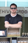 Jordan Howa with his products for Beehive Grooming Co. Photo: Chris Gariety