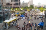Many food trucks such as CupBop, areas like KRCL stage and shops are visible from the VIP Patio. Photo: @LmSorenson