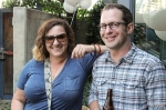 (L–R) Kim and Sean Selin relax on the patio at Squatters during the 25th anniversary celebration. Photo: John Barkiple.