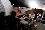 Die Off drummer Chase Cluff powered through the show despite an injured hand. Photo: Matthew Windsor