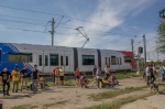 Just in case you didn’t get it—we skated along the Trax lines. Photo: Cezaryna