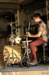 Ian Francis plays his drum arrangement for Pair-diddle, a dance/drum performance he created with his wife, Natalie Francis. Photo by John Barkiple.