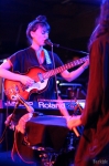 Angel Deradoorian plays her guitar and keyboard to create atmospheric electro synth sounds under her vocals while her sister Arlene Deradoorian plays her drums. Photo: John Barkiple