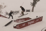 Rory Walsh gapped from the pole jam to the down box with a smooth 450 disaster. Rory took home top honors in the Men's Open Ski division. Photo: @_chriskiernan_ (IG)