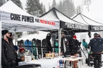 Two of SLUG Games' sponsors, Core Power and Niche Snowboards, overlooking contestants pulling mad tricks. Photo: mikeybaratta.com