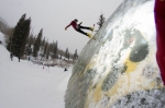 Ryan Murphy cruising to the top of the wallride at the end of the course. Photo: www.matthewwindsorphoto.com