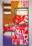 Sarah Cain Sunglasses, 2012 Blanket, acrylic, sunglasses, silver leaf, canvas, and string on canvas 122" x 77" x 4" Photo: Talyn Sherer