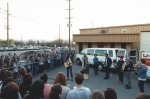 Inevitably the crowd slowly shifts its way to the inner area of The Complex parking lot, blocking traffic in and out, just to get a little closer to their favorite artists. Photo: Logan Sorenson @LMSorenson