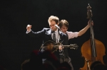 Chris Thile playing the mandolin with Paul Kowert playing Double Bass behind. Photo: @Lmsorenson